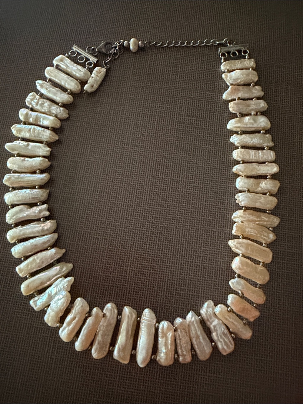 Baroque Stick Pearl Necklace with Silver Accent - Unbranded